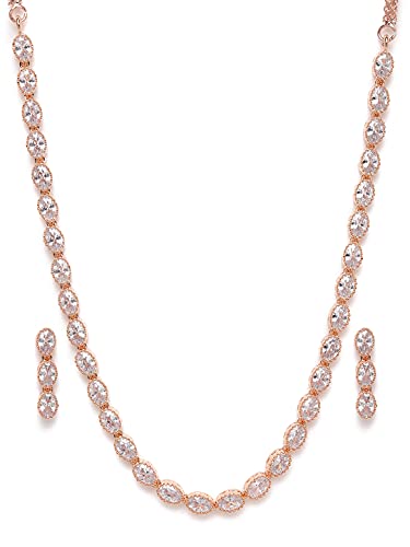 Rose Gold-Plated AD-Studded Handcrafted Jewellery Set