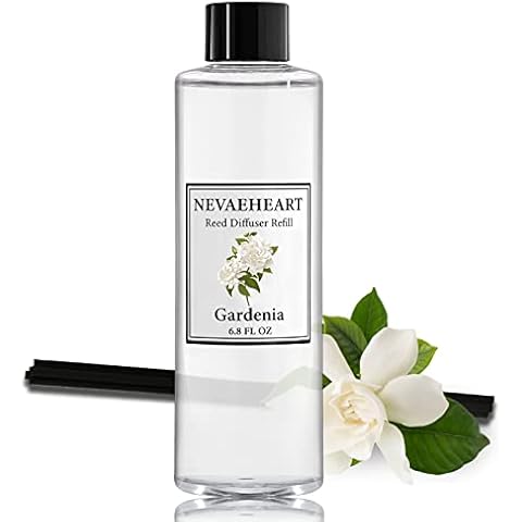NEVAEHEART Reed Diffuser Refill, Gardenia Reed Diffuser Oil with Sticks Set, 6.8oz(200ml) Reed Diffuser Oil Refill Home Fragrance for Bedroom, Bathroom Home Decor Cover