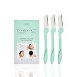 Contours Rx Dermal Blades Stainless Steel Touch-up Tool Removes Fuzzy Facial Hair, Bikini Line, Arms, Knuckles, Back of Neck & Upper Lip – Portable & Long Lasting, 3pk