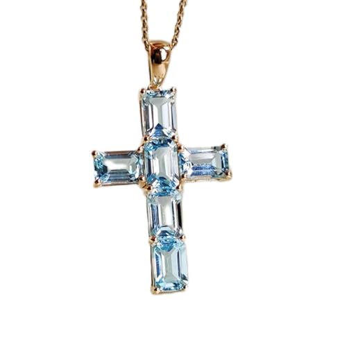 Collier en topaze bleu ciel naturelle et argent 925 massif