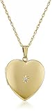 14k Yellow Gold-Filled Diamond-Accent Heart Locket Necklace, 20