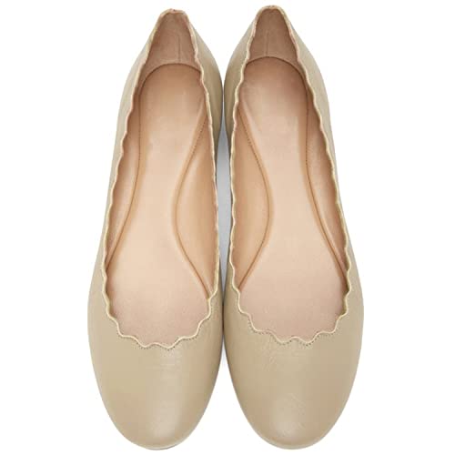 LEHOOR Women Closed Round Toe Flats Slip On Ballet Flats Casual Flat Shoes Comfort Flat Heel Dress Shoes Office Party Office Ladies Drive Flats Walking Street Classic Chic 4-11 M US2