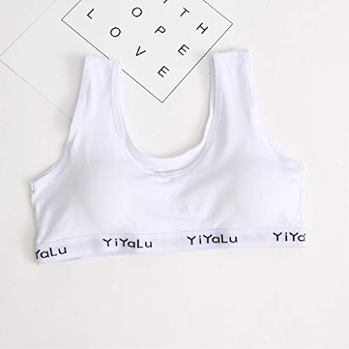 Sanyyanlsy Kids Girls Sport Bra Underclothes Undies Clothes Student Development Period I-Shaped Vest Printed Underwear,White,One Size - Thumbnail 2