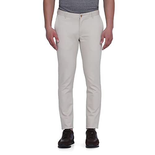 Image of Blackberrys Men Beige Solid Trousers