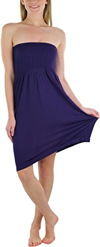 Image of ToBeInStyle Women's Strapless Cover Up Tube Dress Beach Summer Bandeau Flowy