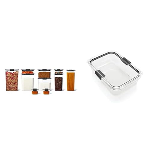 Rubbermaid 10-Piece Brilliance Food Storage Containers, Dishwasher Safe, Clear/Grey & Brilliance Food Storage Container, Large, 9.6 Cup, Clear 1991158