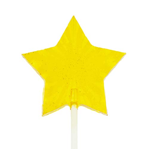 Yellow Star Lollipops, Peach Flavor, 2" Lollipop, 24 Pieces, Handcrafted In Usa, 1.5 Pound, Sparko Sweets #TOP1