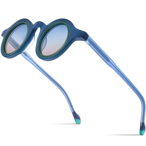 Lunettes de soleil rondes UV400 homme et femme en acétate rétro