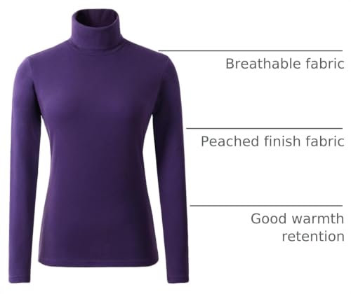 Image of Women's Soft Cotton Turtleneck Top Basic Pullover Sweater