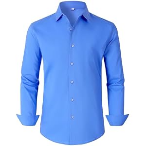 BBIBBI Mens Dress Shirts for Men Long Sleeve Wrinkle Free Button Down Shirt Formal Business Casual Shirts