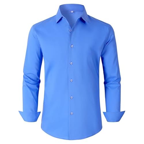 BBIBBI Mens Dress Shirts for Men Long Sleeve Wrinkle Free Button Down Shirt Formal Business Casual Shirts