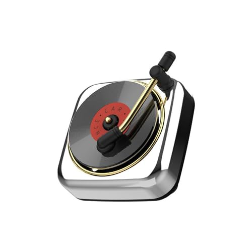 Image of Record Player Car Vent Clips Air Freshener Retro Style Album Cover Car Air Conditioning Outlet Clip Fragrance Diffuser Car Interior Decoration Accessories, Silver