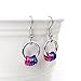 Bisexual Pride Minimalist Drop Earrings - Aluminum Chainmail Jewelry with Hot Pink, Purple & Blue Floating Rings - Handmade LGBTQ Gift