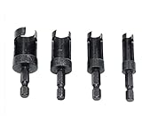 LHALUA Bohrlochgerät Sex-Schaft Kork-Extraktionsbohrer 4 Sätze schwarzer Rundentfernungsbit-Set Rieger-Bohrer 4pc. Schwarzer Sechskantgriff.