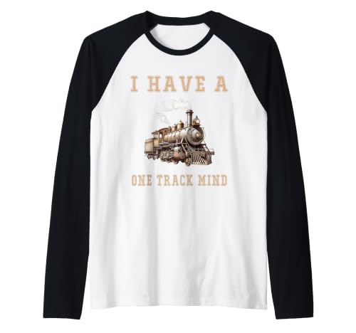 Tengo un ferrocarril de Motor de Tren Mental de una vía Camiseta Manga Raglan
