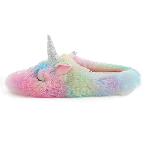 Fluffy Rainbow Unicorn Slippers for Women Anti-Slip Slippers Unicorn Gifts for Girls2
