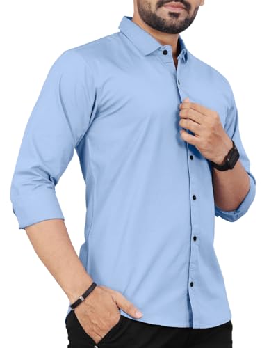 Image of Men's Cotton Full Sleeve Shirt | Regular Fit Casual & Formal Wear with Patch Pocket
