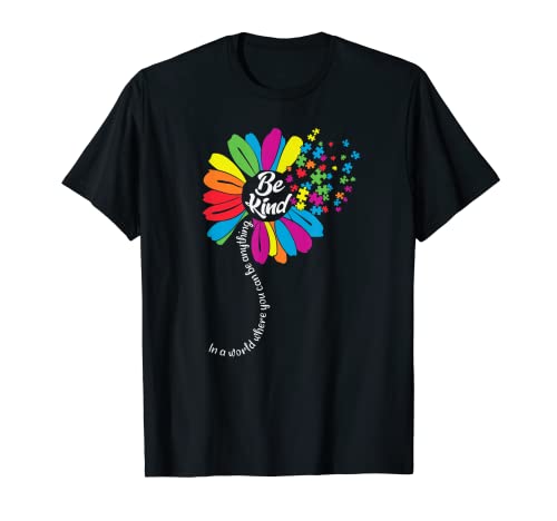 Mes de concientización sobre el autismo Be kind Sunflower Camiseta