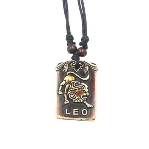Zodiac Sign Necklace for Women Resin Vintage Constellation Tarot Card