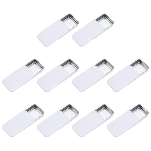 Image of uxcell 10Pcs Slide Top Tin Containers, Mini Metal Empty Tins Box with Sliding Lids, 2.4 inchx1.3 inchx0.4 inch Rectangular Storage Organizers for Lip Balm, Solid Perfume, Small Items, Bright White