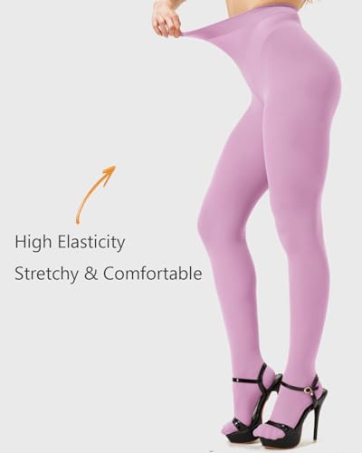 Image of DUCMODA Womens 80 Denier Opaque Tights, Women's Soft Solid Color Footed Pantyhose, High Waist Stocking with 30+ Colors