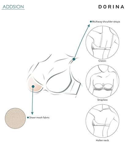 Dorina Women's Addison Plus Size No Padding Unlined 1/2 Cup Comfort Everyday Cross Back Convertible Halter Strapless Backless Underwire Bra For Women - Beige - 32G #TOP6