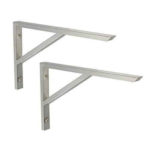 QYJX Soportes de estante de acero inoxidable para trabajo pesado, 2 piezas Soportes de estantería triangulares montados en la pared Soportes de estante de ángulo recto