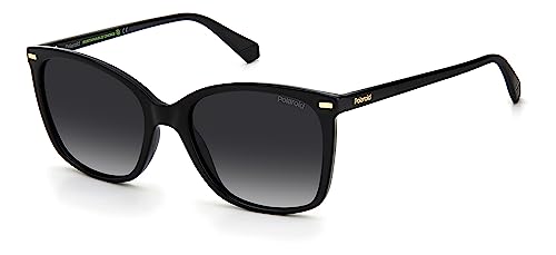 Polaroid Sunglasses Women's PLD 4108/S Square Sunglasses, Black/Polarized Gray, 55mm,19mm