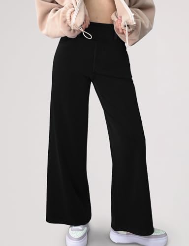 Simple Flavor Women's Wide Leg Jeans High Waisted Stretch Pull-on Baggy Denim Pants with Pockets3