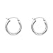 14k White Gold 2mm Thickness Hinged Hoop Earrings (15 x 15 mm)