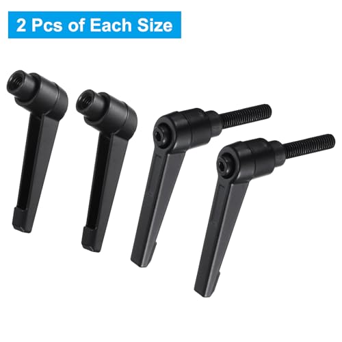 Image of uxcell 4pcs Clamping Lever Adjustable Handle Set Metric M6 x 25mm Male & M6 Female Thread Level Handles Hand Stud Knobs Quick Release Black for Lathe Machinery