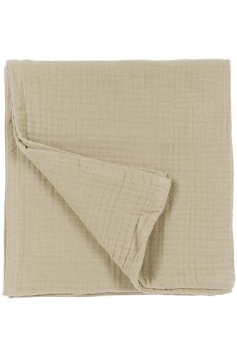 Meyco Home Coperta a tinta unita mussola prelavata in 100% idrofilo prelavato assorbe lumidità è traspirante e morbida dimensioni: 140 x 200 cm cotone sabbia