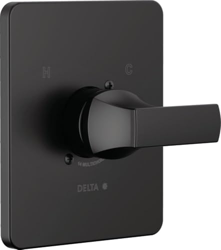 Delta Velum 14 Series Single-Function Valve Trim Kit, Matte Black Handle Set for Shower Faucet System, Matte Black T14037-BL (Valve Not Included)