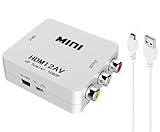 NISHTECH HDMI to RCA, AV, 1080P HDMI to 3RCA CVBS AV Composite Video Audio Converter Adapter Supports PAL/NTSC with USB Charge Cable for PC Laptop HDTV DVD - White