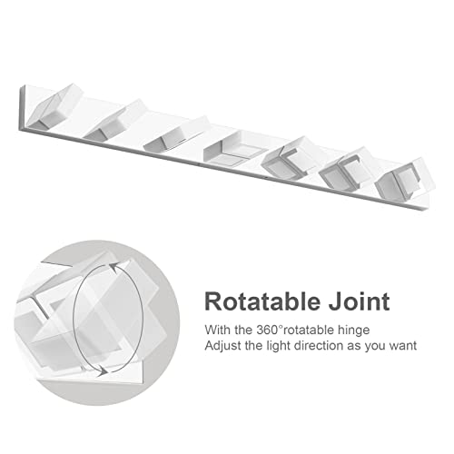 Image of Ralbay 46 inch Modern LED Chrome Vanity Lights 7 Lights Acrylic Stainless Steel LED Vanity Light Fixtures Chrome Bathroom Lighting Over Mirror