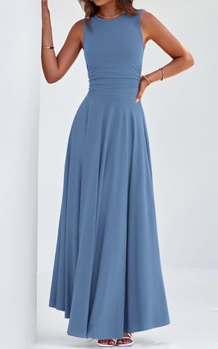 Image of PRETTYGARDEN Womens Summer Dresses 2026 Casual Sleeveless Crewneck Aline Maxi Dress Stretch Tank Flowy Long Dresses