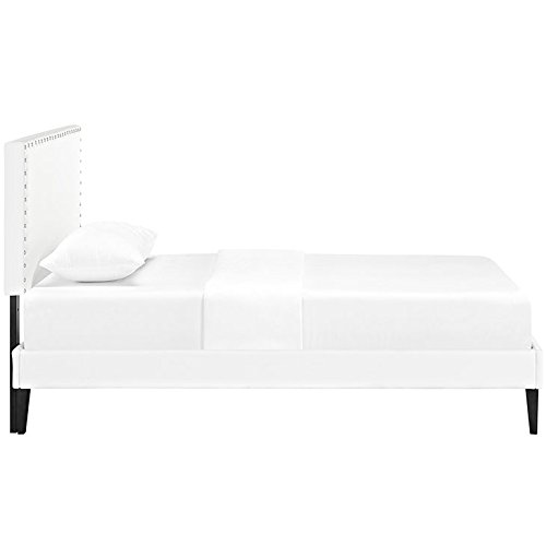 Modway Phoebe Twin Vinyl Platform Bed With Squared Tapered Legs In White #TOP2