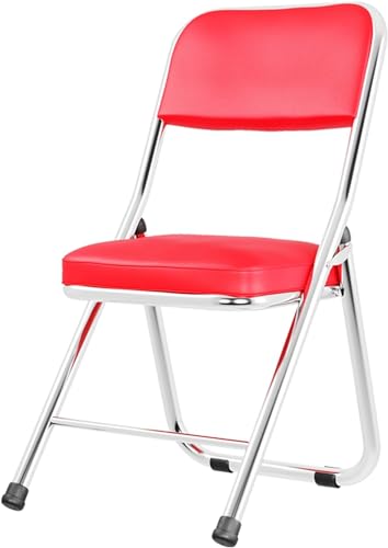 Tragbarer und kompakter Klappstuhl mit Metallrahmen, mit Rückenlehne, PU-Leder, gepolsterter Sitz, ergonomisches Design, für Büro, Konferenzraum, Küche und Esszimmer