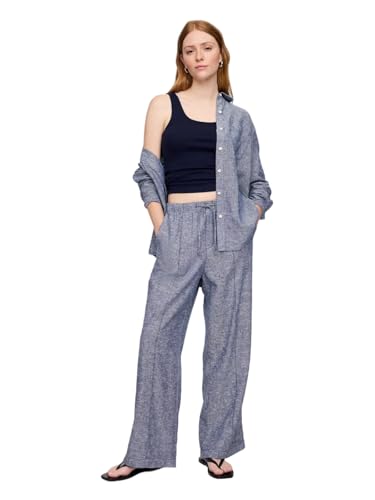 Image of Gap Womens Wide Leg Linen Pull on Pant