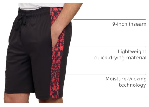 Image of Real Essentials Men's 5 Pack: 9 inch Dry-Fit Shorts - Athletic Gym, Workout, Basketball, Running, Casual Lounge Active Pockets