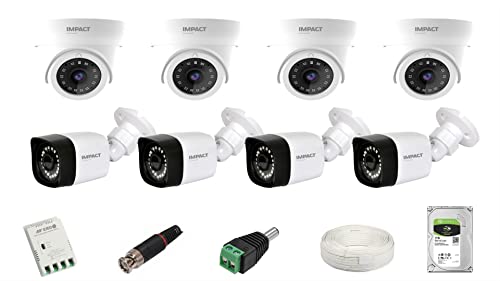 Impact By Honeywell 2 Mp Cctv Kit Without Dvr I With 8 Cctv Cameras I 1 Hard Disk & Accessories I I-Mkit8Ch-4 I Made In India I White