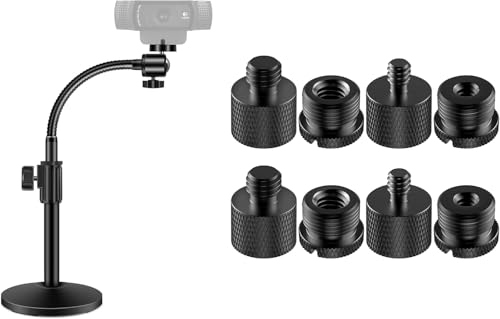 InnoGear Webcam Stand for Desk & 8 Pieces Mic Stand Adapter for Microphone Stand Boom Arm Mic Clip Shock Mount Camera Tripod Webcam
