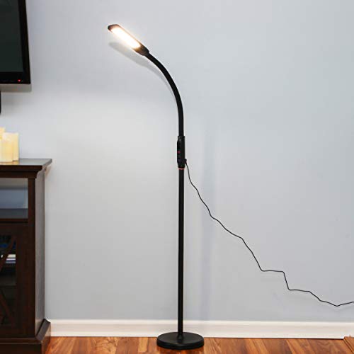 Brightech Vista 3-In-1 Desk Lamp For Living Rooms, Led Floor Lamp, Tall Lamp With Remote Control, Work Light For Documents, Standing Lamp With Flexible & Adjustable Gooseneck For Reading And Crafts #TOP4
