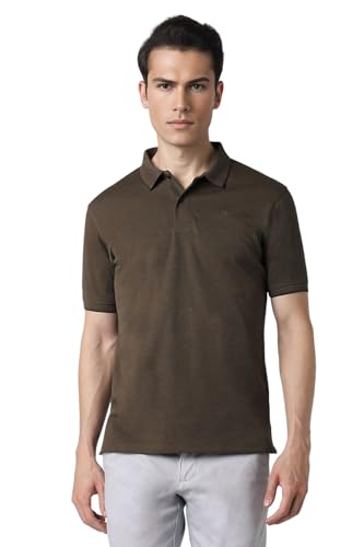 Image of Peter England Men's Premium Branded Regular Fit Half Sleeve Polo T-Shirt | Cotton Rich | Birds Eye Interlock Weave| No Pocket