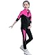 linboo Kinder Jogginganzug Mädchen Trainingsanzug 2tlg Sportanzug Bekleidungsset Sweatjacke und Jogginghose Freizeit Anzug, Rosa, 134-140(Herstellergröße: 140)