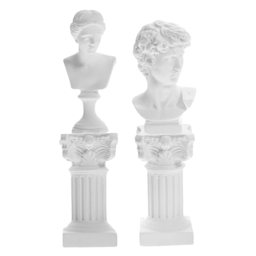 VICASKY Resin Sculpture of David and Goddess Statues with Roman Column Figurines Decorative Figurines for Home Garden Living Unique Housewarming Resin Ornaments