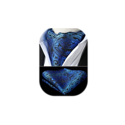 HISDERN Cravat for Men Silk Paisley Mens Cravat and Pocket Square Set Polka Dot Ascot Tie and Handkerchief for Wedding Party Christmas