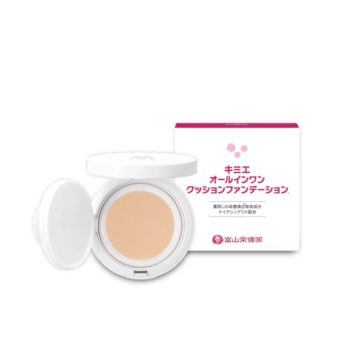 【医薬部外品】キミエ オールインワン クッションファンデーション, SPF50+ PA+++, ナイアシンアミド配合, ナチュラル色, メッシュタイプ