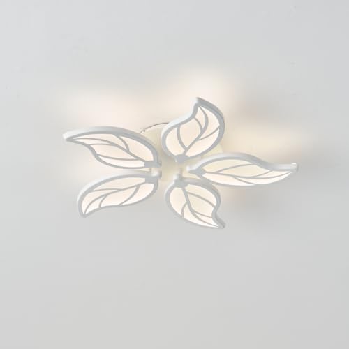 STARRYOL Plafonnier LED moderne 40 W en forme de feuille, 50 cm de diamètre, blanc mat, pour chambre, bureau et salle à manger – Blanc chaud 4000 K