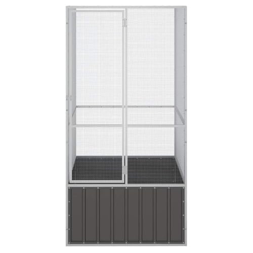 Emmtore Vogelvoliere Innen Außen Aufzuchtkäfig,All-in-One-Vogelkäfig Außenvoliere Käfig Vogelhaus Voliere,Verzinkter Stahl Vogelkäfig,Anthrazit,111 x 107 x 211.5 cm